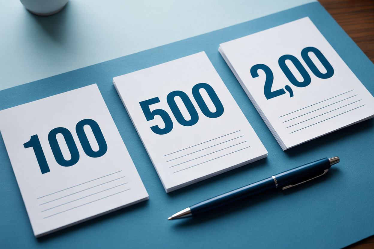 Minimal editorial composition with horizontal lines of increasing length on cerulean slate background, representing the compounding growth of an email subscriber list.